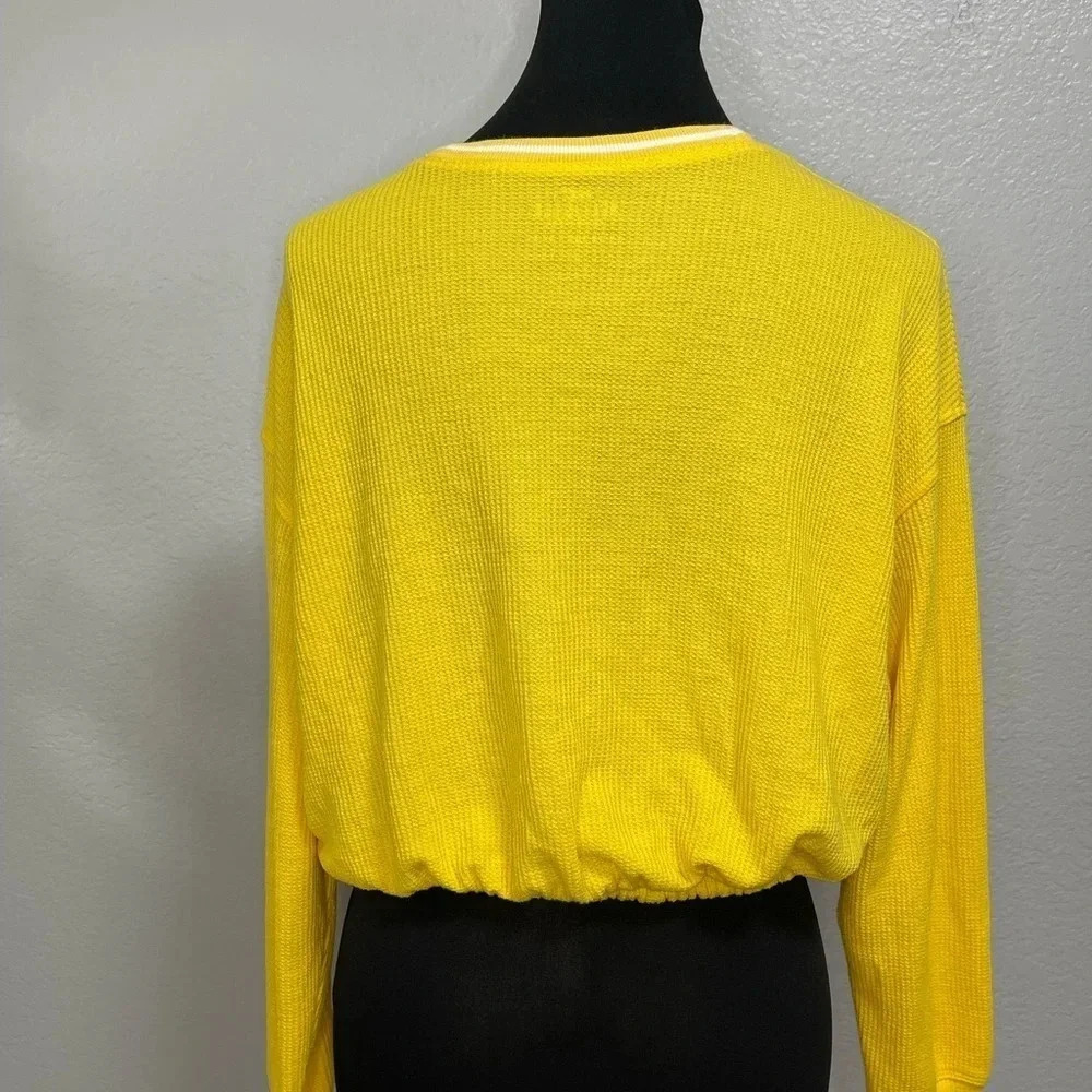 Hollister Waffle Knit Boyfriend T-Shirt Crop Sweater Size Small - Picture 5 of 8